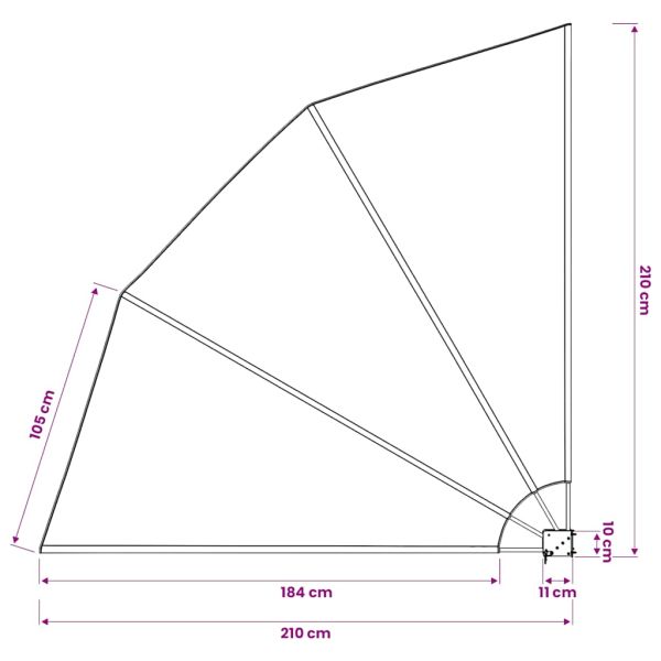 Сгъваема странична тента за балкон, теракота, 210x210 см