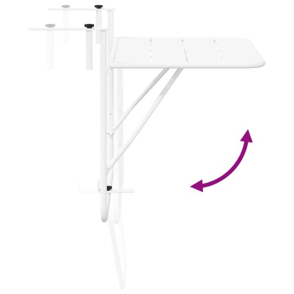 Висяща терасна маса Бяло 60 x 39 x 65 см Стомана
