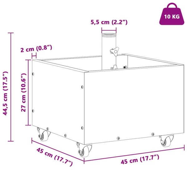 Основа за чадър Бяло 45 x 45 x 45 cm Стомана