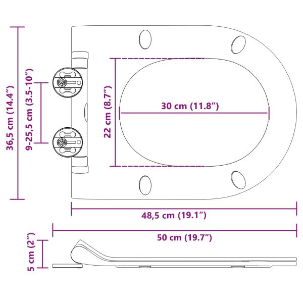 Тоалетна седалка Регулирума Черен 50 x 36,5 x 5 см Полипропилен
