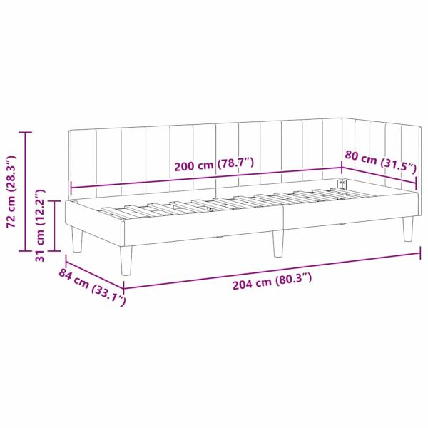 Ъглова рамка за легло с таблото Розово 80 см x 200 см Кадифе