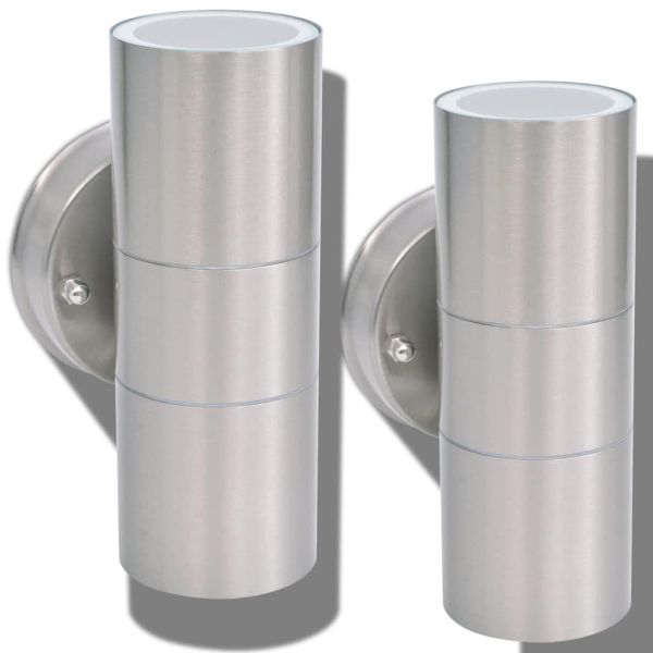 Външни LED лампи, 2бр, неръждаема стомана, насочени горе/долу