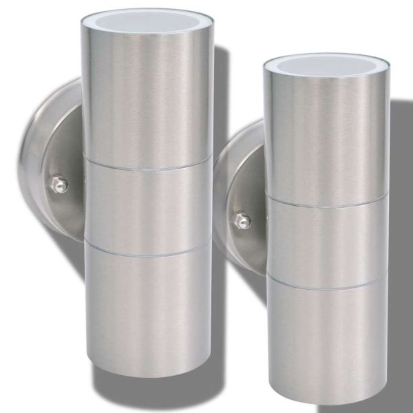 Външни LED лампи, 2бр, неръждаема стомана, насочени горе/долу