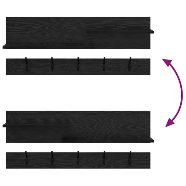Стенен закачалка за палта с рафт Черния дъб 90 x 15 x 36 см