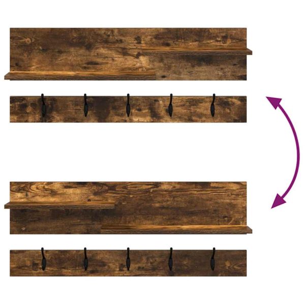 Стенен закачалка за палта с рафт Димян дъб 90 x 15 x 36 см