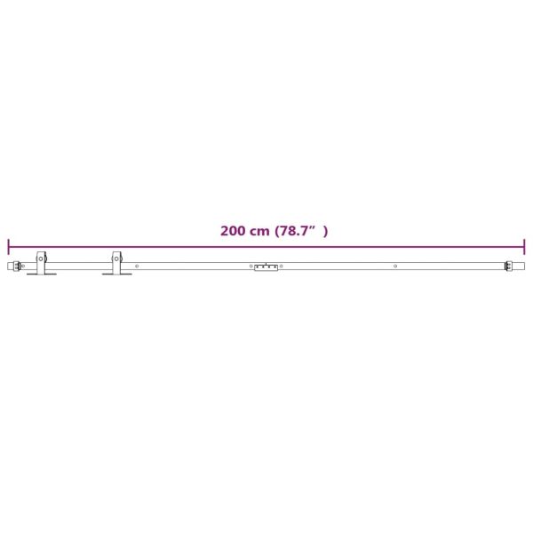 Комплект за мини плъзгаща врата за шкаф, стомана, бял, 200 см
