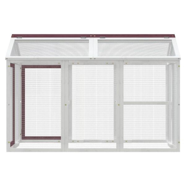 Кафез за открито, мока, 141x94x104 см, борово дърво масив