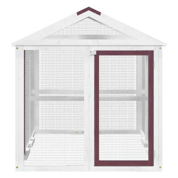 Кафез за открито, мока, 141x94x104 см, борово дърво масив