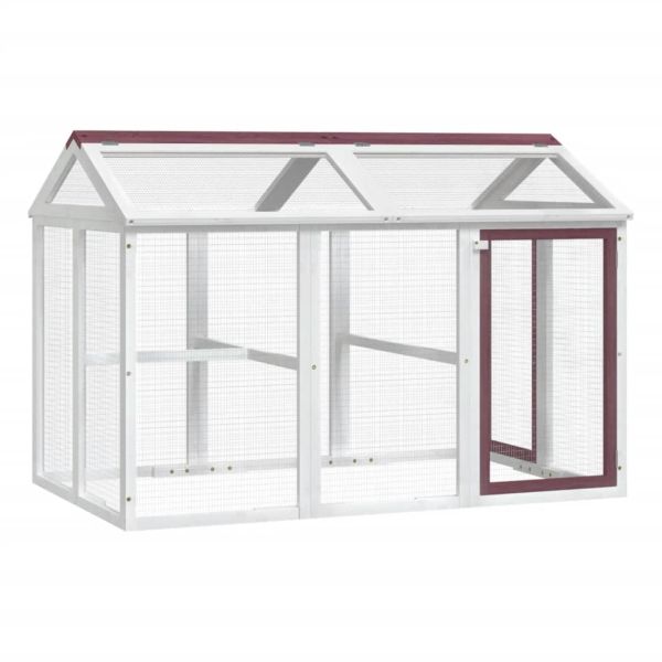 Кафез за открито, мока, 141x94x104 см, борово дърво масив