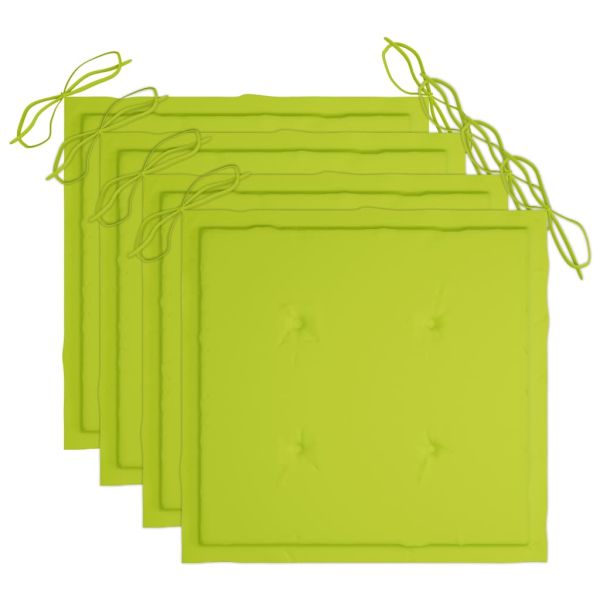 Градински столове с възглавници, 4 бр, акациево дърво масив