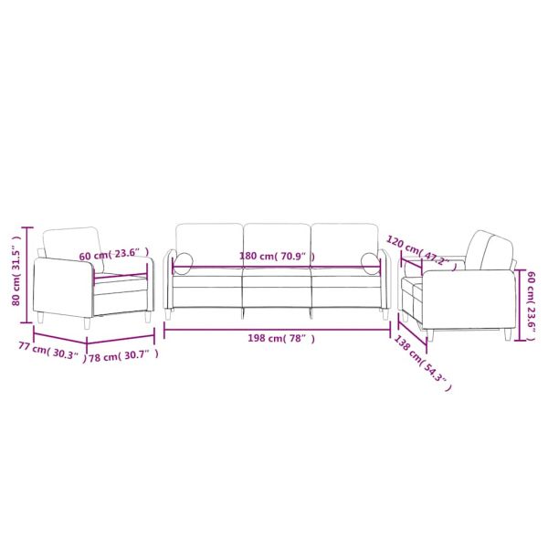 Комплект дивани 3 части с възглавници, кафяв, кадифе