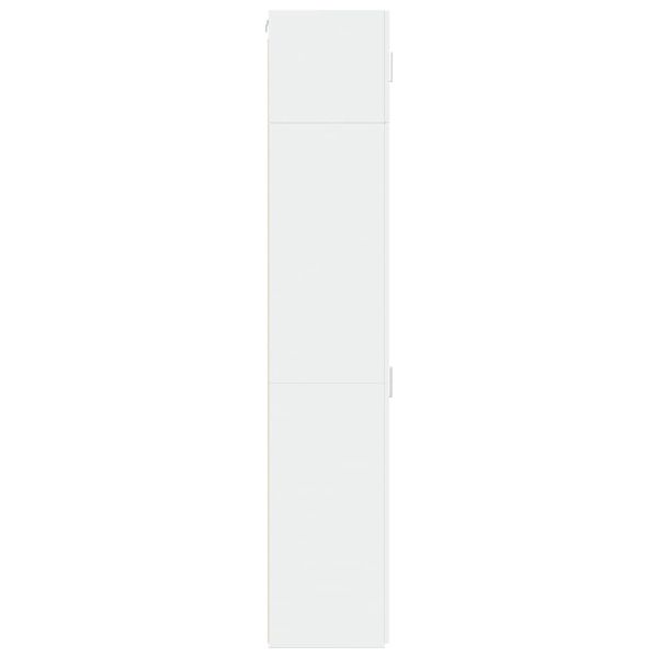 Тесен шкаф за съхранение, бял, 45x42,5x225 см, инженерно дърво