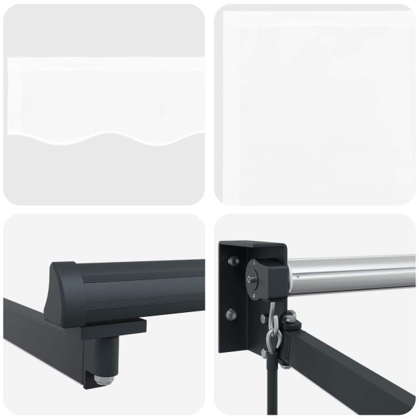 Ръчен изтеглящ сенник с LED светлини Бяло и антрацит 3 x 2,5 m