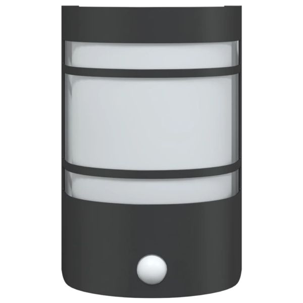 Външни стенни лампи със сензори, 2 бр, черни, инокс