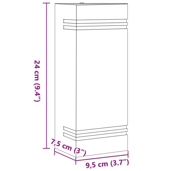 Външни стенни осветителни тела 2 бр черни неръждаема стомана
