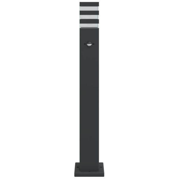 Външни подови лампи със сензори, 3 бр, черен, 80 см, алуминий