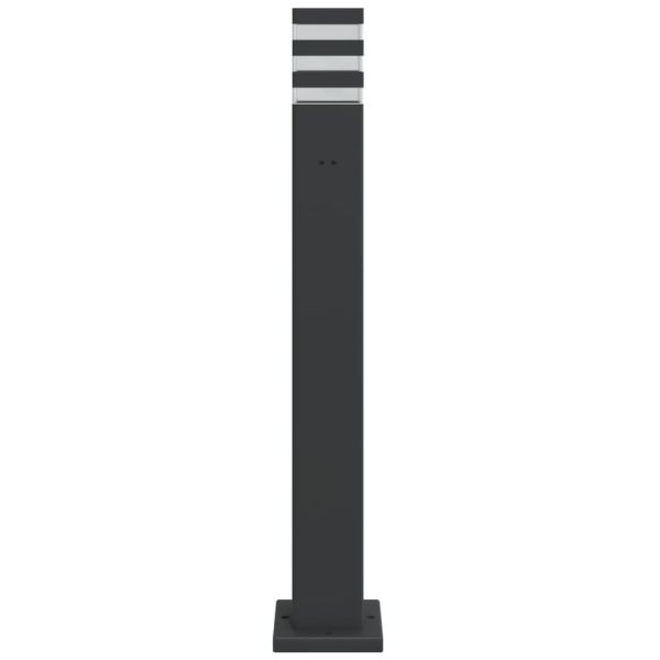 Външни подови лампи с контакт, 3 бр, черен, 80 см, алуминий