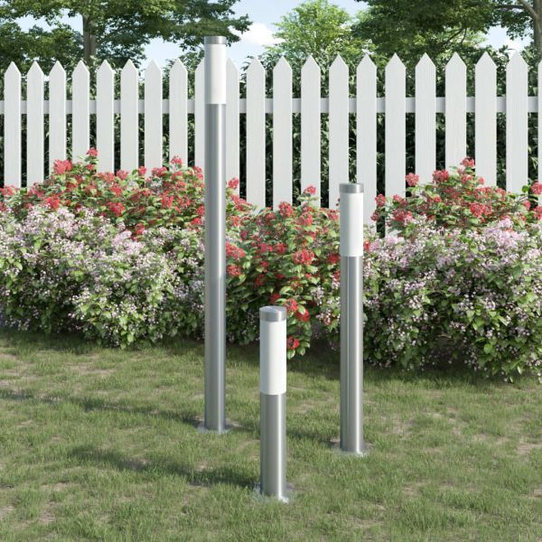 Комплект 3 градински лампи от неръждаема стомана, вертикални, E27 230V