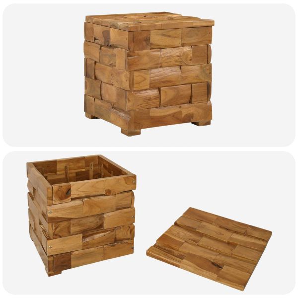 Стол за съхранение Кафяво 40 x 40 x 45 cm Солидно тиково дърво
