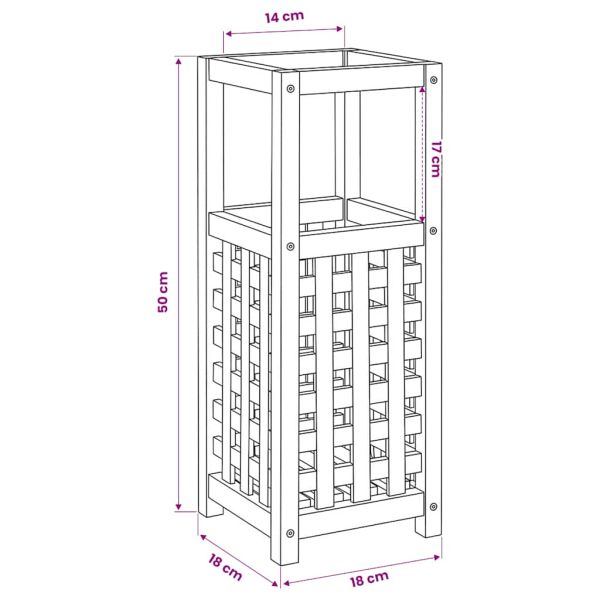 Дървена поставка за чадъри, орех масив, 18x18x50 см