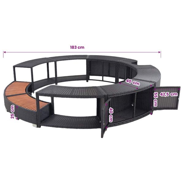 Ограждение за джакузи, черно, полиратан