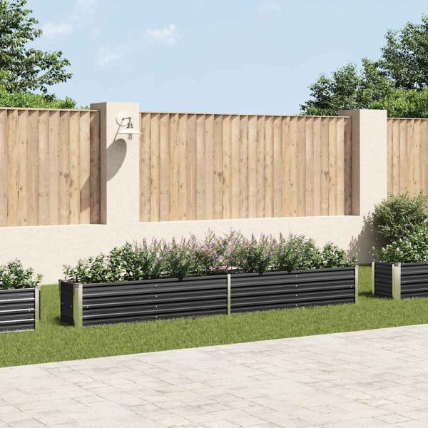 Градинска висока леха поцинкована стомана 320x40x45 см антрацит