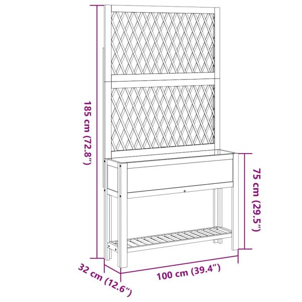 Кашпа с пергола и рафт, 100x32x185 cm, акация масив