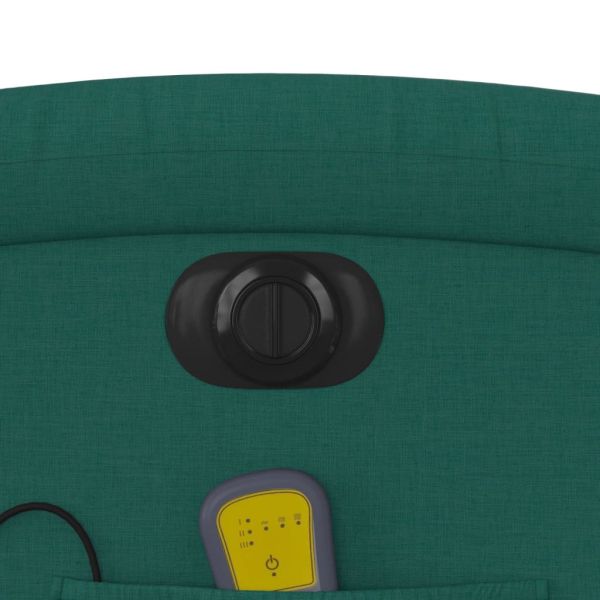 Електрически масажен наклоняем стол, тъмнозелен, текстил