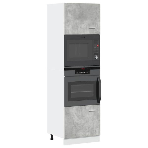 Шкаф за микровълнова фурна "Lyon", бетонно сив, 60x57x207 см, инженерно дърво