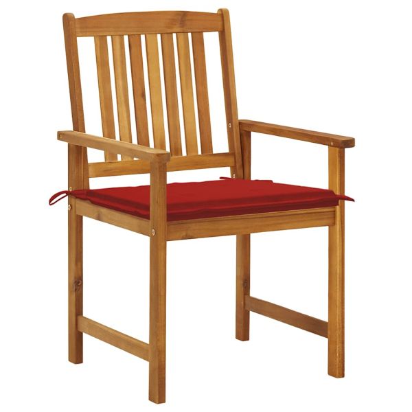 Градински столове с възглавници, 8 бр, акация масив