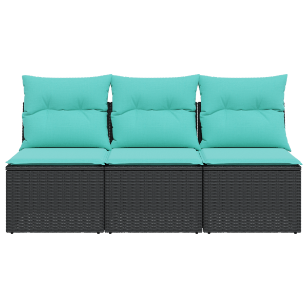 Градински диван с възглавница Черно 165 x 62 x 69 см Полиратан