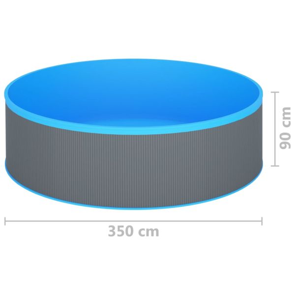 Басейн с линер, висящ скимер и помпа, 350x90 см, сив