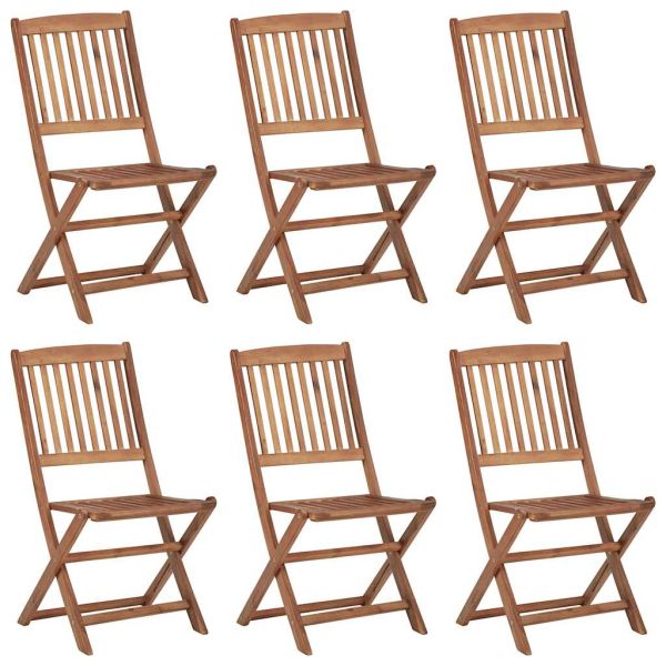 Сгъваеми градински столове, 6 бр, с възглавници, акация масив