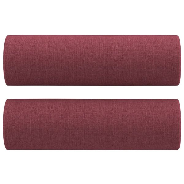 Комплект дивани 3 части с възглавници виненочервен текстил