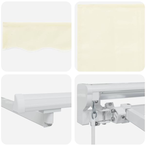 Ръчна рамка за сенник с LEDs Слонова кост и бяло 3 x 2 m