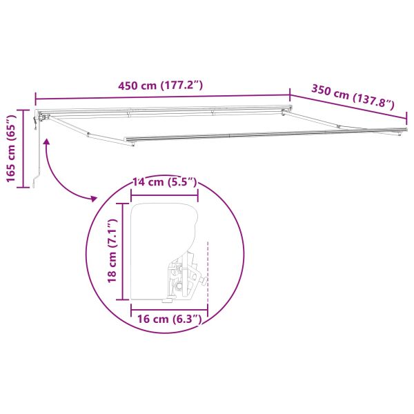 Електрически разтегателен навес Кремаво 4,5 × 3,5 m