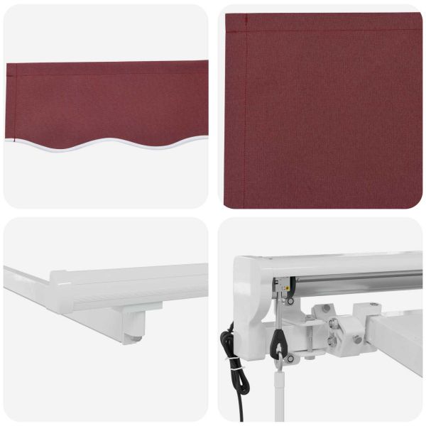 Електрически разтегателен навес Бордо и Бяло 4 × 3 m
