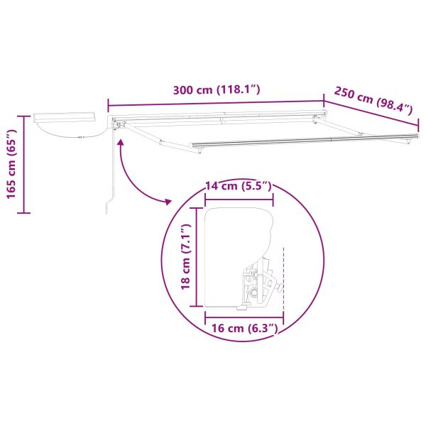 Електрически разтегателен навес Жълто, Бяло, Антрацит 3 x 2,5 m