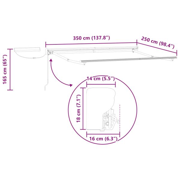 Електрически разтегателен навес Черно и антрацит 3,5 x 2,5 m
