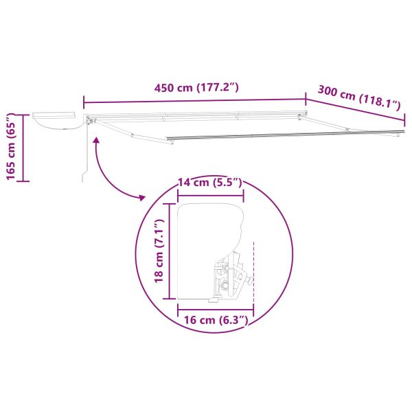 Електрически разтегателен навес 4,5 × 3 m