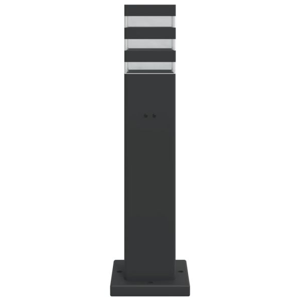 Външни подови лампи с контакт, 3 бр, черен, 50 см, алуминий