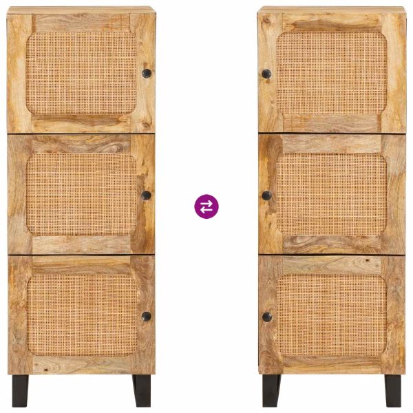 Висок шкаф с врата Кафяво 90 x 33 x 75 см Солидно мангово дърво