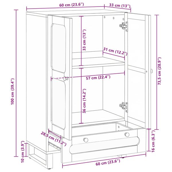 Висок шкаф Кафяво 40 x 33 x 110 см Солидно мангово дърво