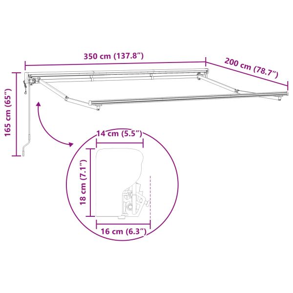 Електрическа разтегателна рамка за сенник Антрацит 3,5 x 2 m