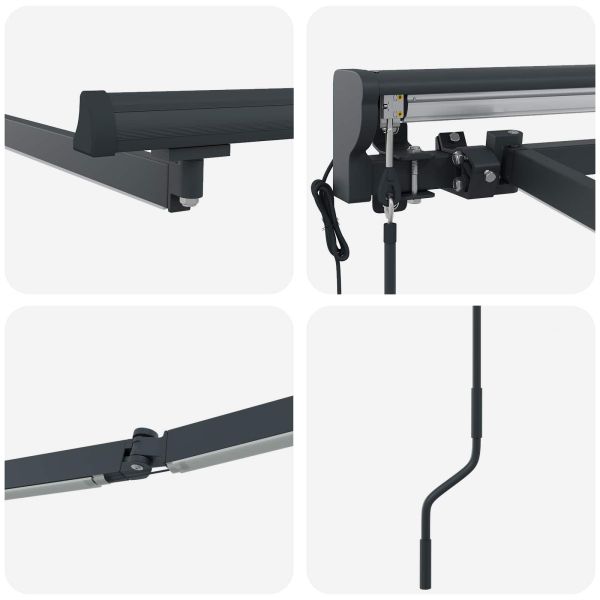 Електрическа рамка за сенник с LED светлини Антрацит Алуминий