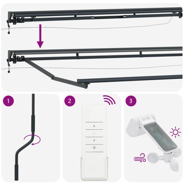 Електрическа рамка за сенник с LED светлини Антрацит 4,5 × 3 m