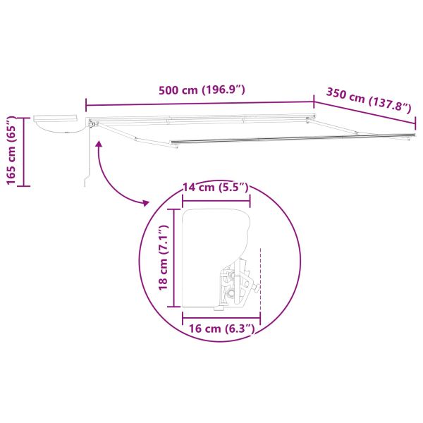 Електрическа разтегателна рамка за сенник Антрацит 5 × 3,5 m
