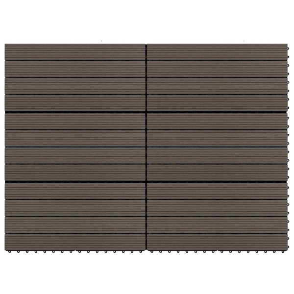 Плочка за decking 6 pcs Тъмен кафяв 60 x 30 cm WPC