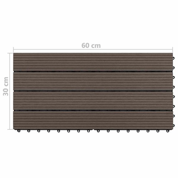 Плочка за decking 6 pcs Тъмен кафяв 60 x 30 cm WPC