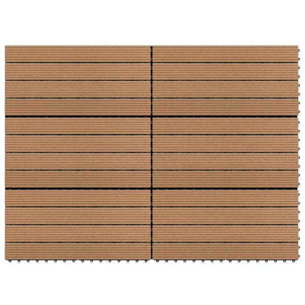 Плочка за decking 6 pcs Кафяво 60 x 30 cm WPC